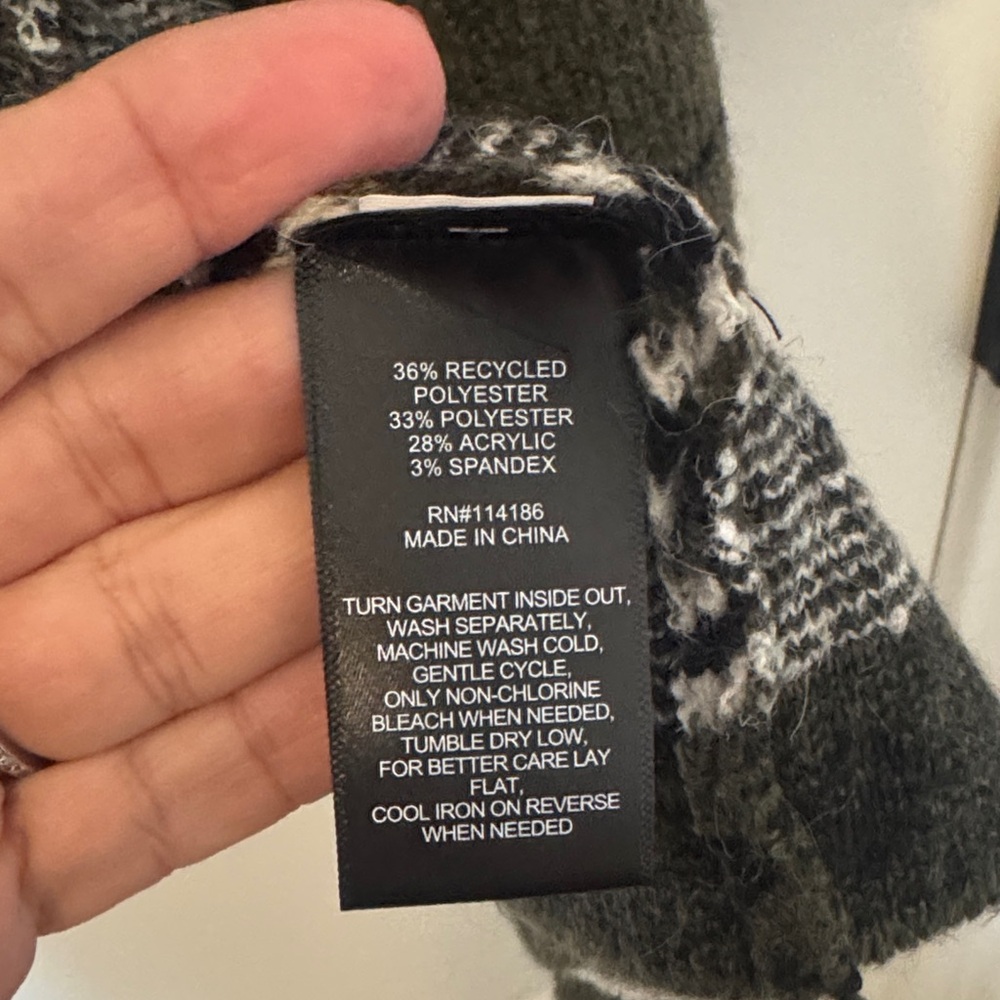 Frye Geometric Patterned Cardigan in Olive and Black - Picture 3 of 6